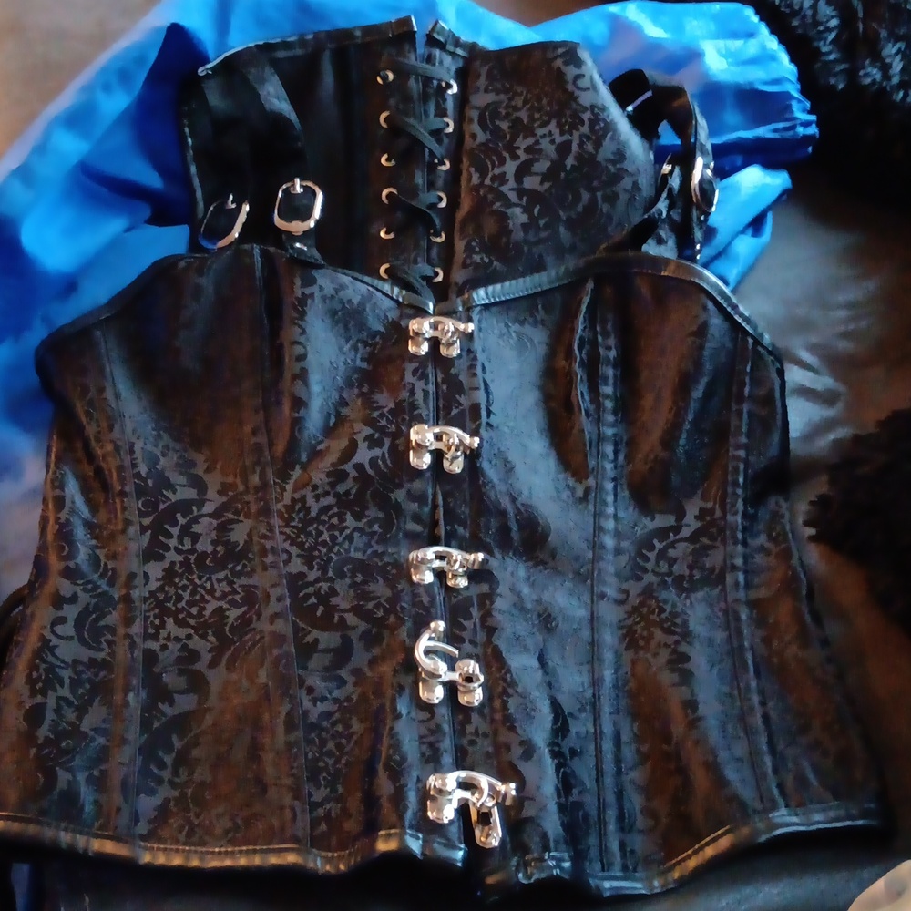 Charmian Gothic steampunk steel boned vintage waist cincher overbust corset vest